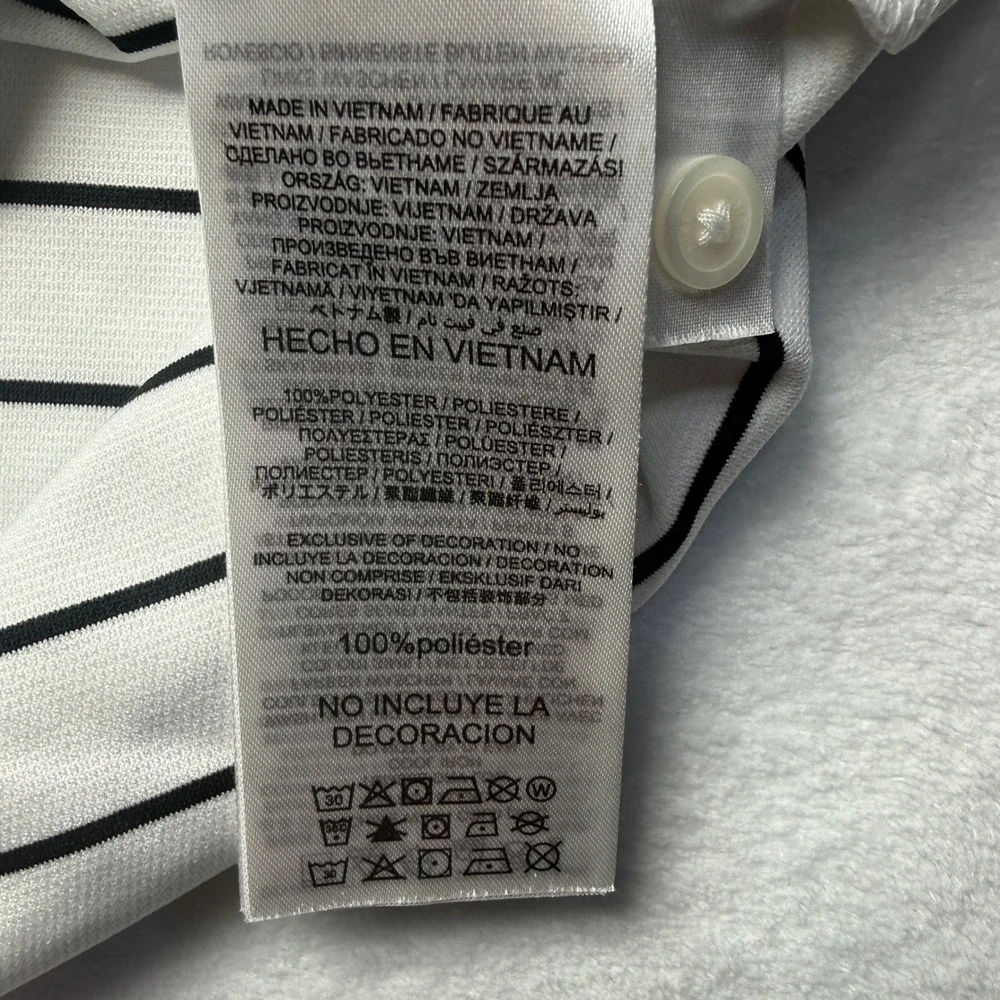 Nike NFL Raiders Polo Shirt Mens Large White Excellent Striped Dri-FIT Logo